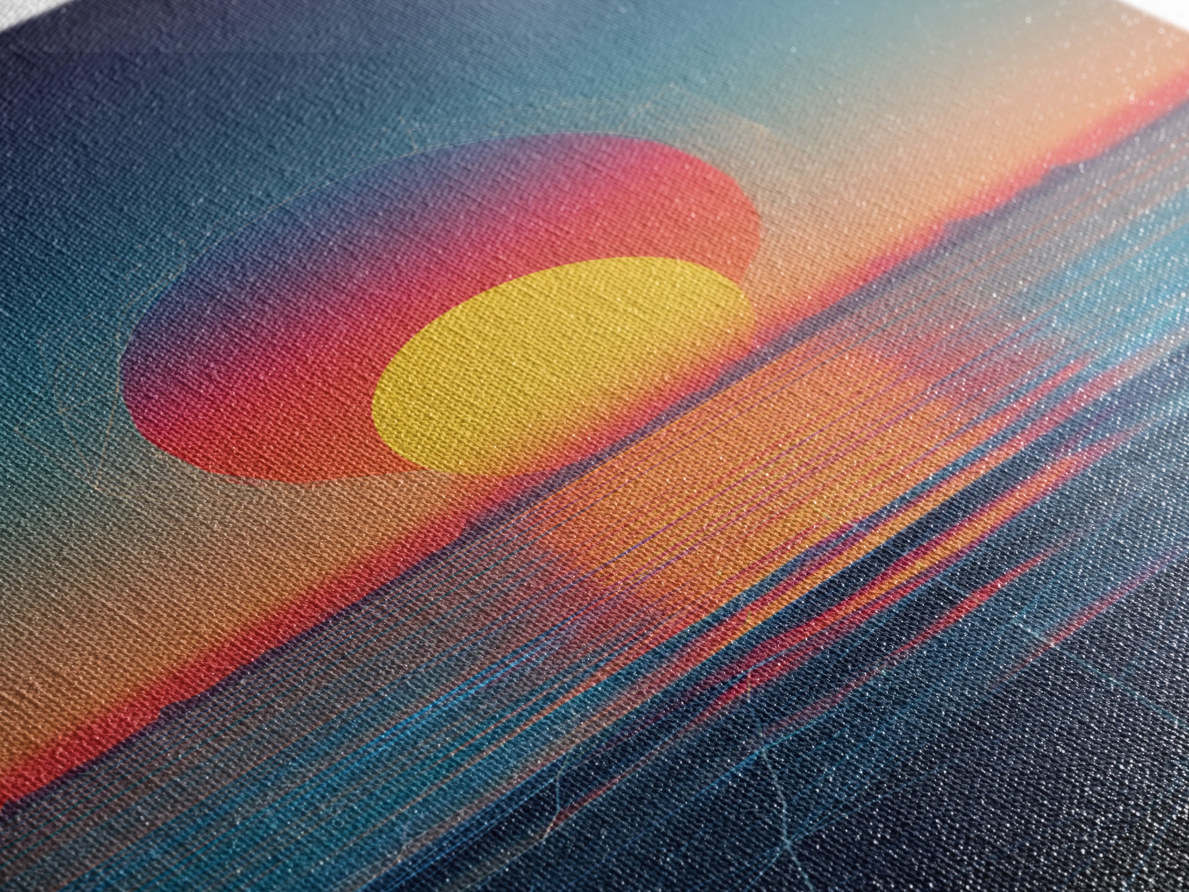 Neon Sunset Over Ocean Grid Wall Art, Synthwave Retro Poster, Vaporwave Modern Wall Decor, 80s Digital Art Print, Futuristic Decor