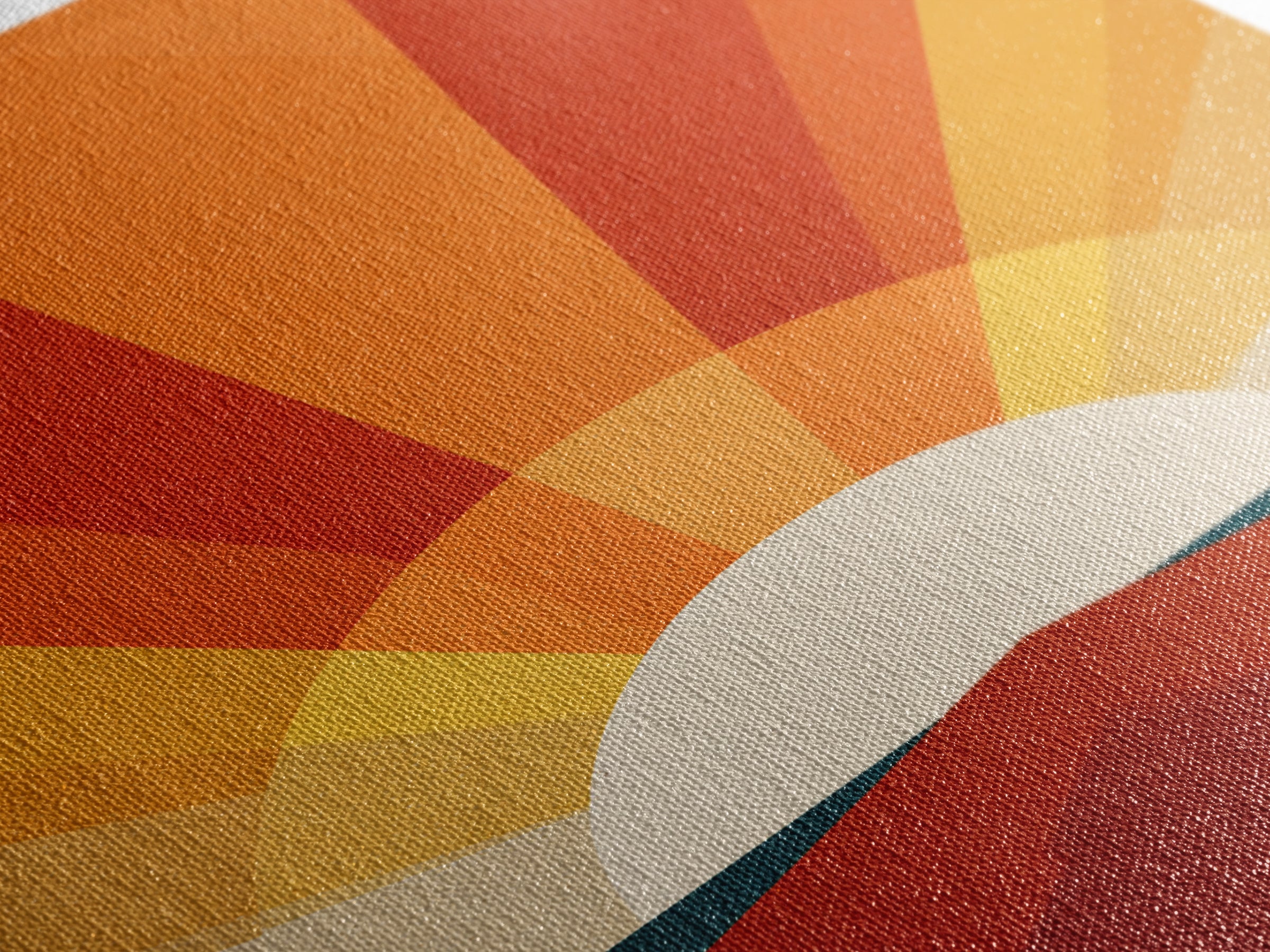 Bold Retro Sunrise Rays Over Ocean Road Canvas Print, 70s Wall Art Poster, Midcentury Modern Decor, Orange Sun Print Gift