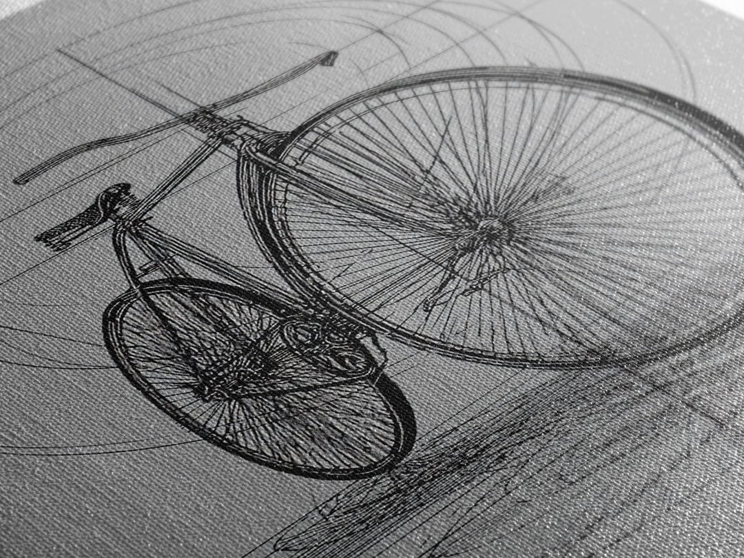 Antique Penny Farthing Technical Drawing Wall Art, Black White Bicycle Poster, Architectural Art, Geometric Lines, Office Decor