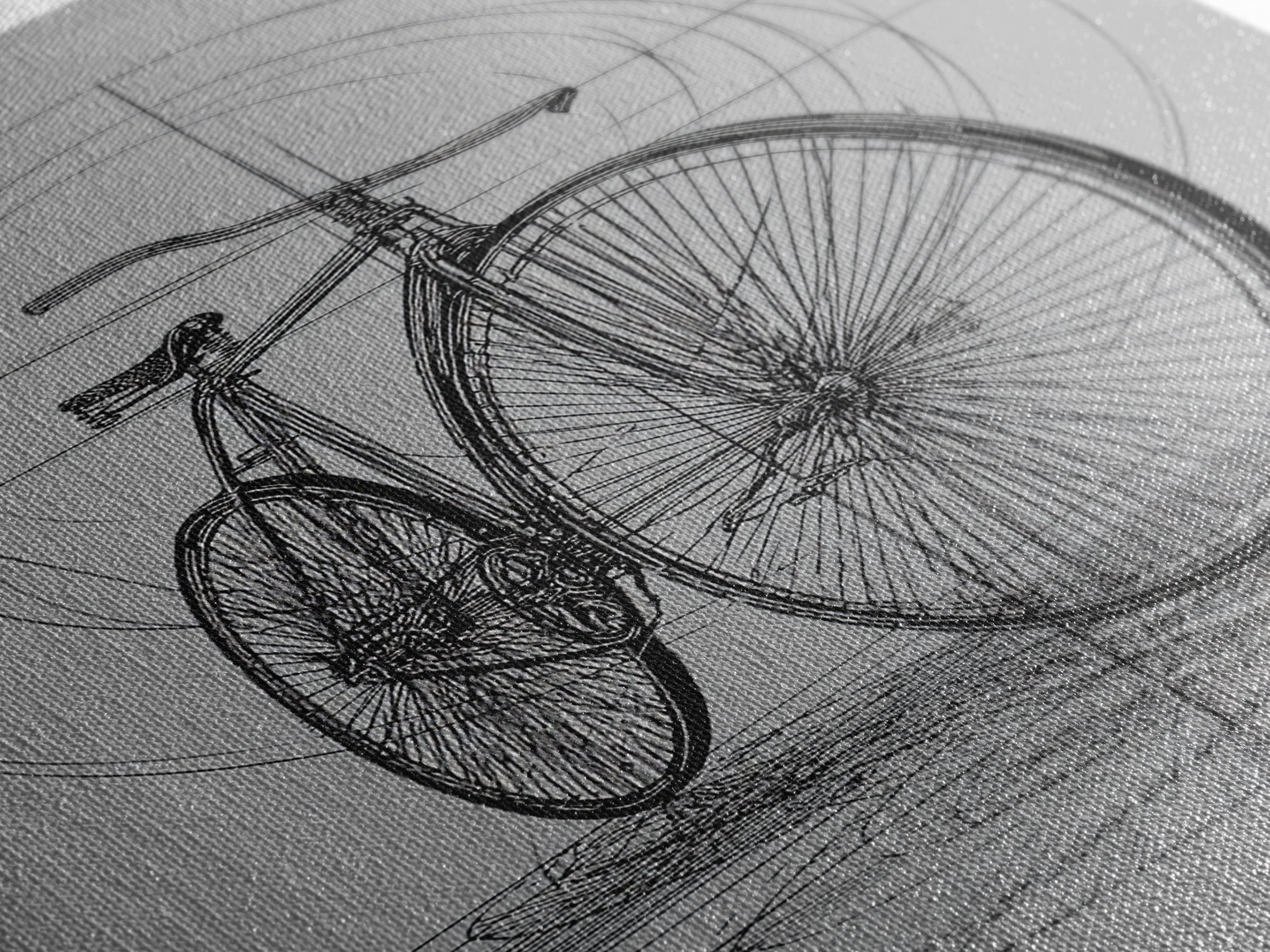 Antique Penny Farthing Technical Drawing Wall Art, Black White Bicycle Poster, Architectural Art, Geometric Lines, Office Decor