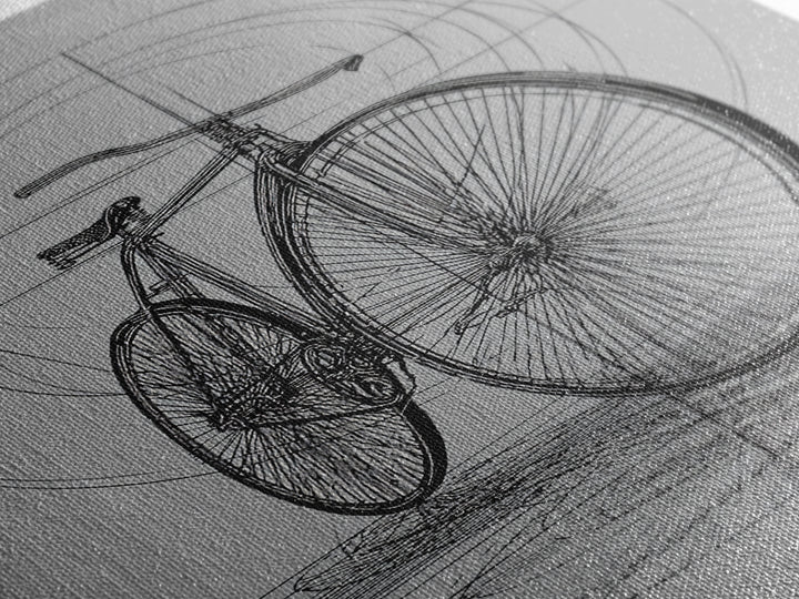 Antique Penny Farthing Technical Drawing Wall Art, Black White Bicycle Poster, Architectural Art, Geometric Lines, Office Decor