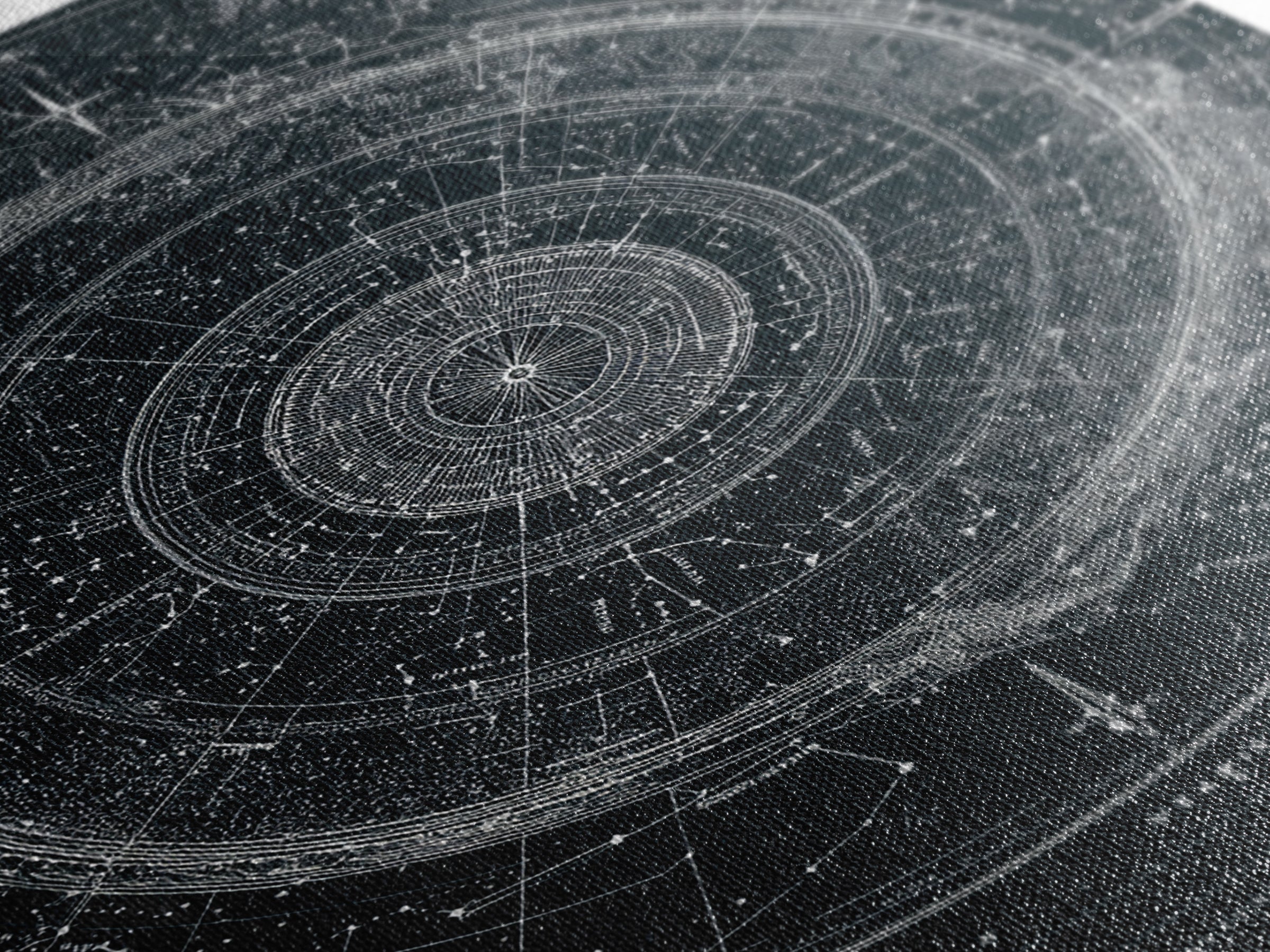 Circular Zodiac Sky Map Wall Art, Black White Astronomy Poster, Geometric Celestial Chart, Modern Art Print, Office Decor