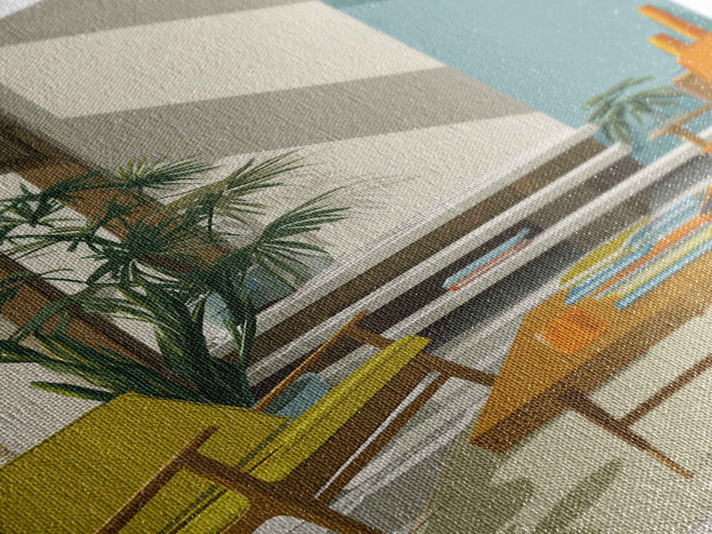 Yellow And Orange Lounge Chairs Canvas Print, Midcentury Modern Wall Art, Retro Living Room Decor, MCM Home Office Art Print