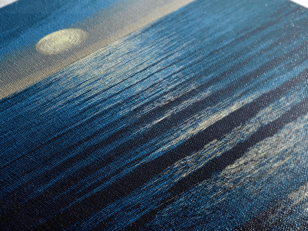 Moonlit Ocean Reflection Framed Canvas Print, Blue Wall Art, Modern Seascape Poster, Coastal Living Room And Bedroom Decor