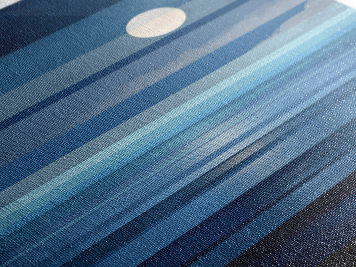 Minimalist Blue Moon Seascape Wall Art, Modern Abstract Ocean Print, Coastal Bedroom Decor, Large Canvas Print For Living Room