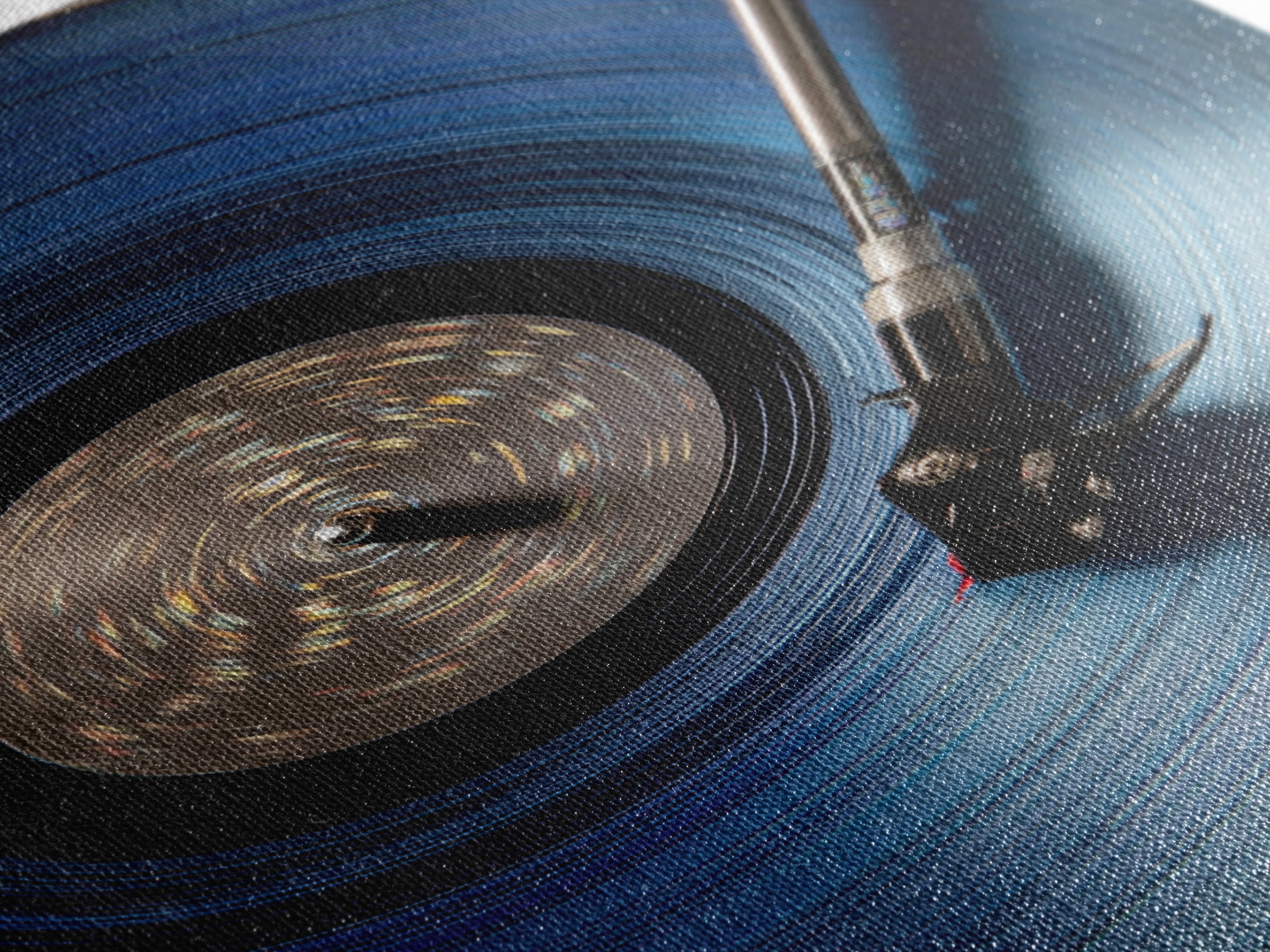 Blue Vinyl Record Canvas Print, Modern Wall Art For Music Lovers, Retro Turntable Poster, Moody Home Office Decor Gift For Him