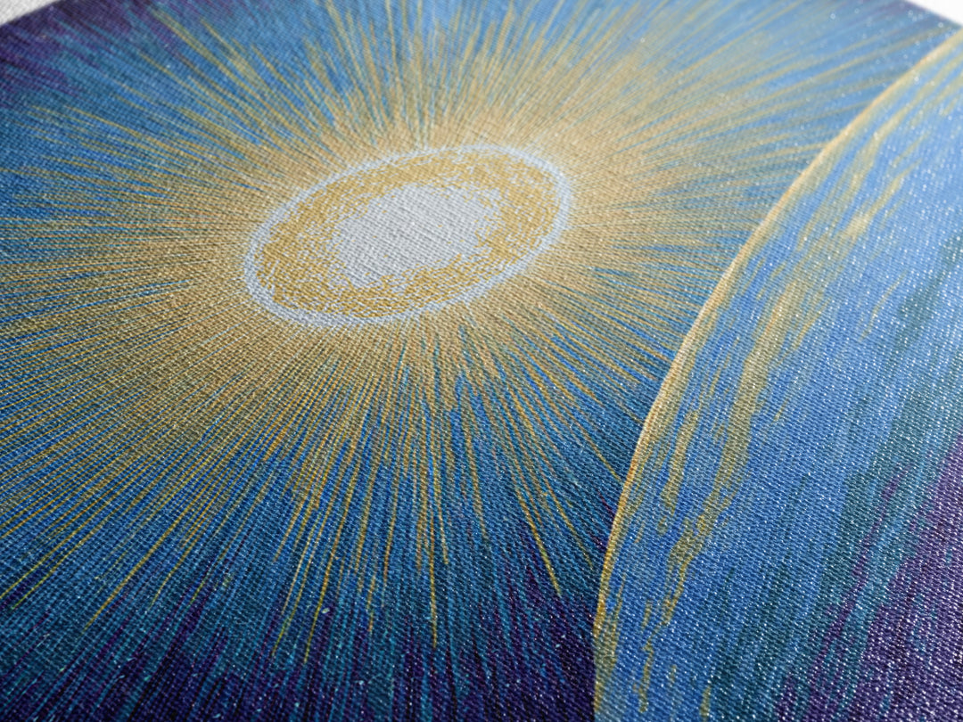 Radiant Sun Above Blue Planet Canvas Print, Retro Sci Fi Space Poster, Modern Wall Art, Midcentury Cosmic Home Decor Gift