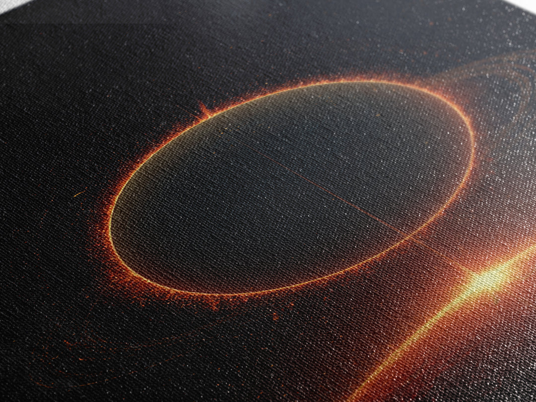 Red Eclipse Over Fiery Planet Wall Art, Minimal Sci Fi Space Poster, Modern Art Print, Dark Cosmic Retro Home Decor Gift