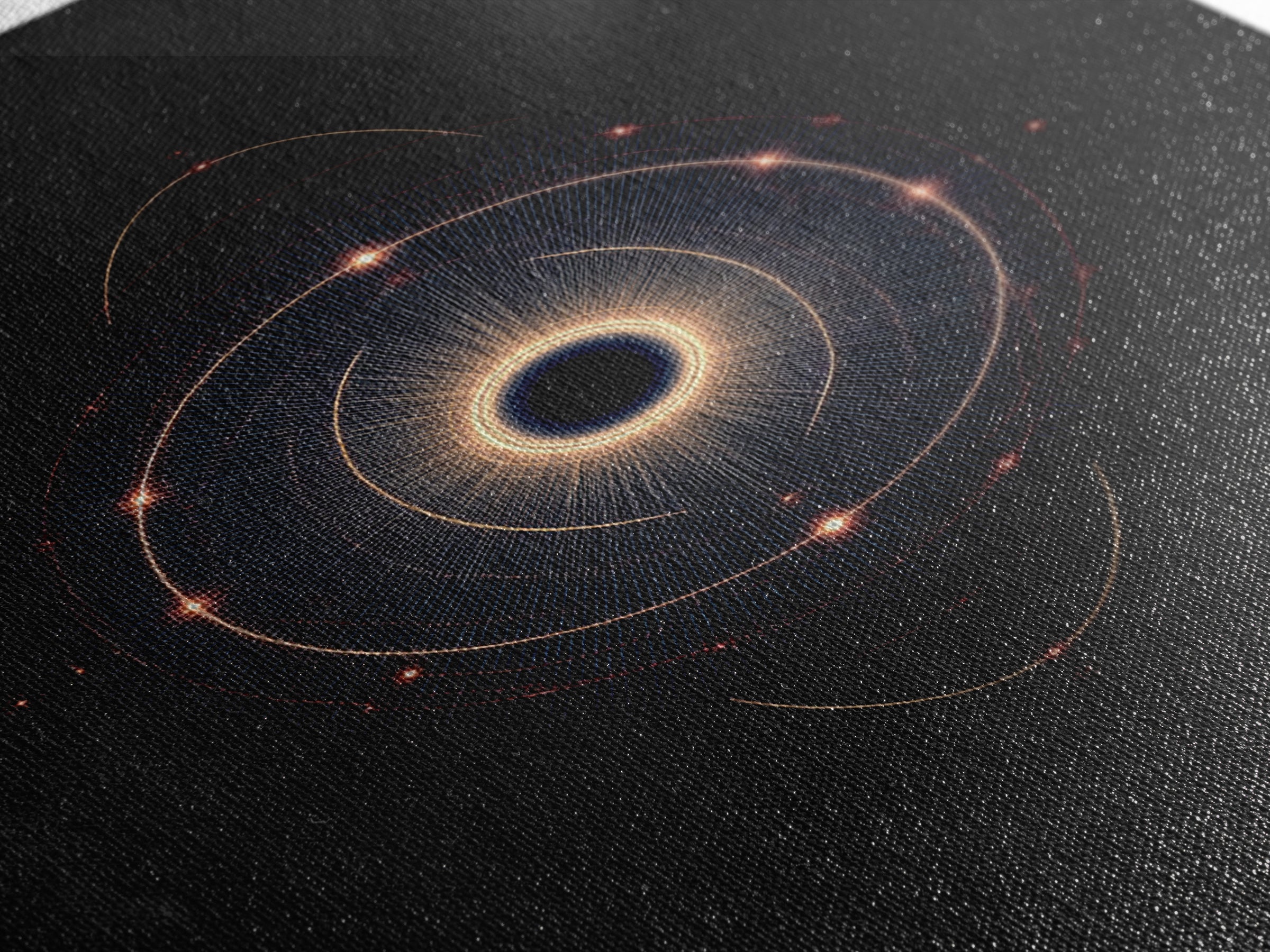 Eclipse Orbital Ring Wall Art, Dark Cosmic Abstract Poster, Modern Geometric Space Decor, Midcentury Sci Fi Print For Office