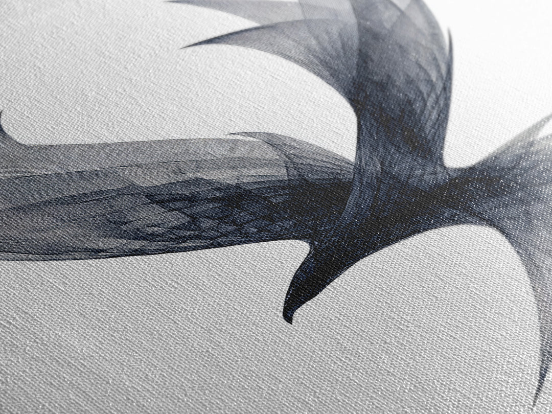 Black Wireframe Flying Bird Wall Art, Modern Abstract Art Print, Minimalist Wall Decor, Monochrome Nature Art For Bedroom