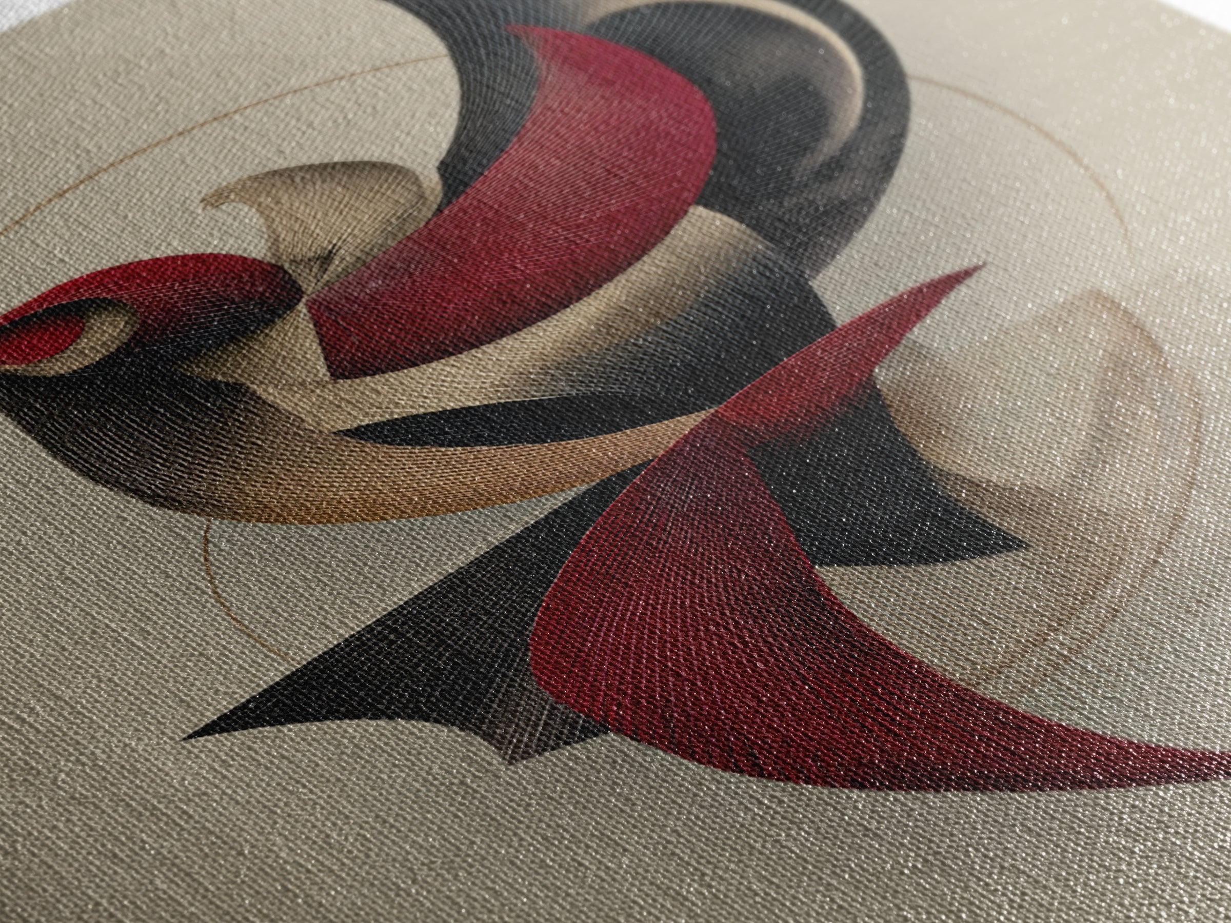 Red Black Beige Kinetic Abstract Bird Framed Canvas Print, Midcentury Modern Wall Art, Sculptural MCM Home Decor, Statement Piece