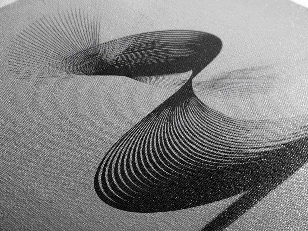 Black Spiral Kinetic Sculpture Wall Art, Modern Abstract Print, Op Art Lines, Minimalist Monochrome Decor For Home Office