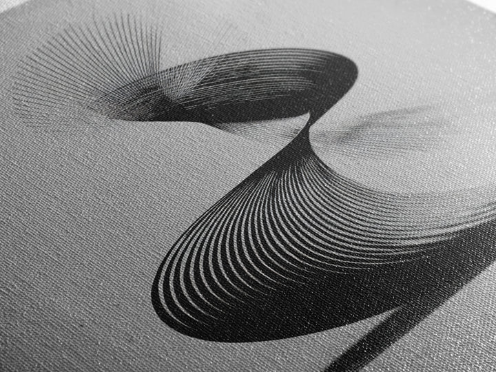 Black Spiral Kinetic Sculpture Wall Art, Modern Abstract Print, Op Art Lines, Minimalist Monochrome Decor For Home Office