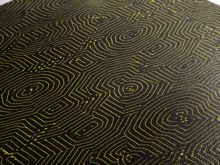 Black Yellow Maze Pattern Canvas Print, Modern Geometric Wall Art, Op Art Poster, Bold Abstract Office Decor Statement Gift