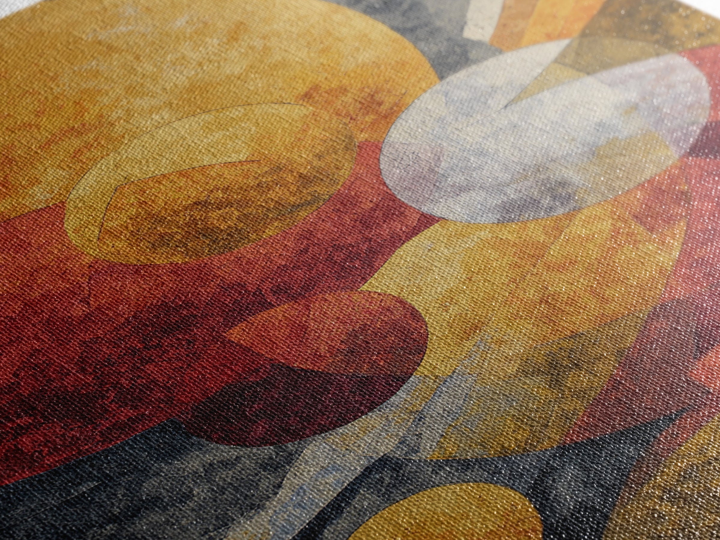 Orange Red Cosmic Circles Canvas Print, Midcentury Modern Wall Art, Atomic Abstract Space Decor, Retro Home Office Poster