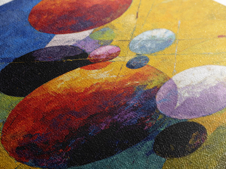 Colorful Planet Spheres Wall Art, Modern Abstract Canvas Print, Cosmic Space Decor, Midcentury Geometric Poster Gift, Living Room