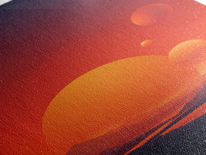 Orange Planet Desert Sunset Wall Art, Retro Sci Fi Poster, Midcentury Modern Decor, Space Landscape, Living Room Art Print