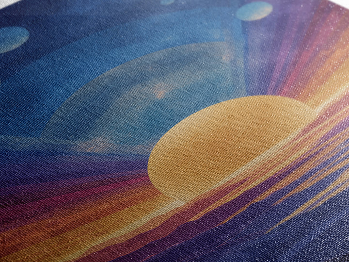 Blue Alien Sunrise Landscape Canvas Print, Modern Abstract Art, Retro Space Poster, Scenic Wall Decor, Bedroom Art Prints