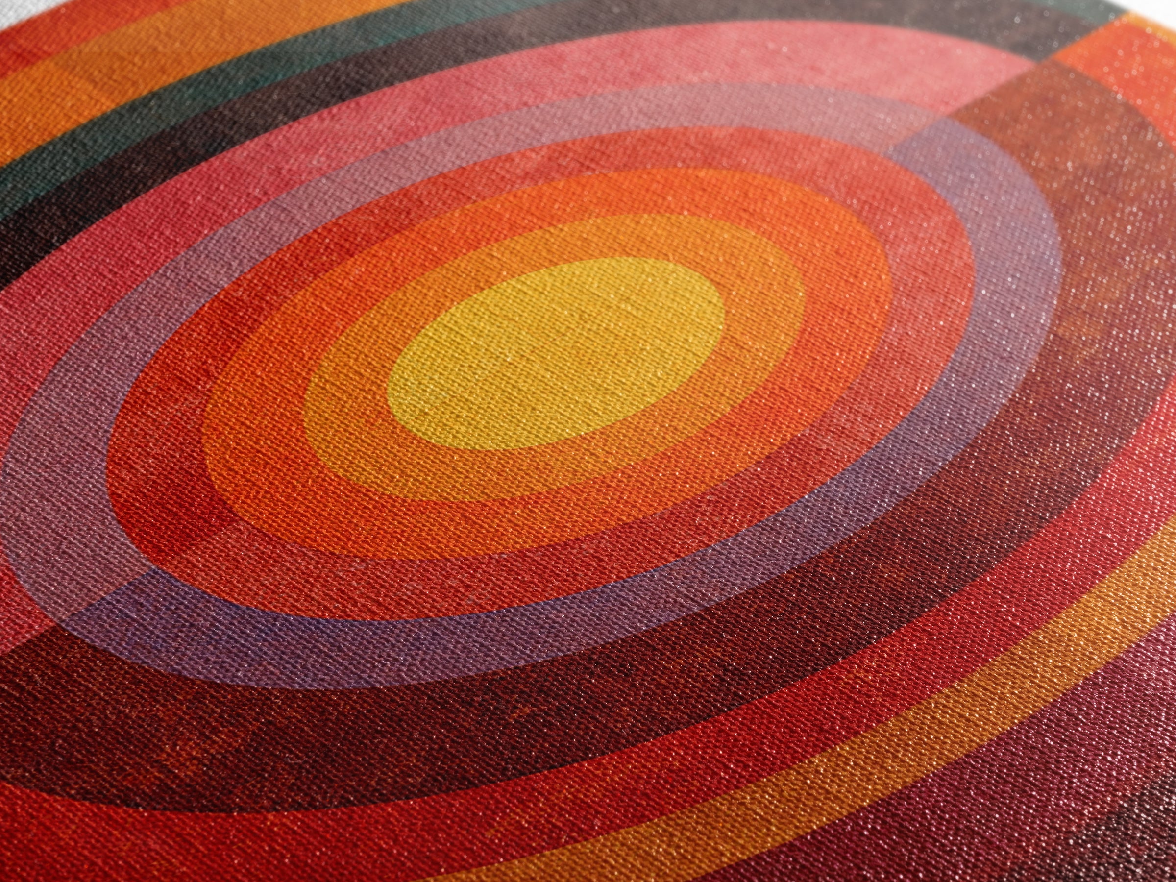 Orange Concentric Circle Wall Art, Midcentury Modern Art, Bauhaus Geometric Poster, Retro Home Decor, Large Abstract Print