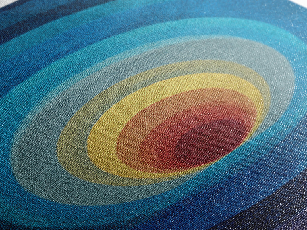 Blue Concentric Circles Canvas Print, Modern Geometric Art, Minimalist Wall Decor, Midcentury Abstract Poster, Office Art