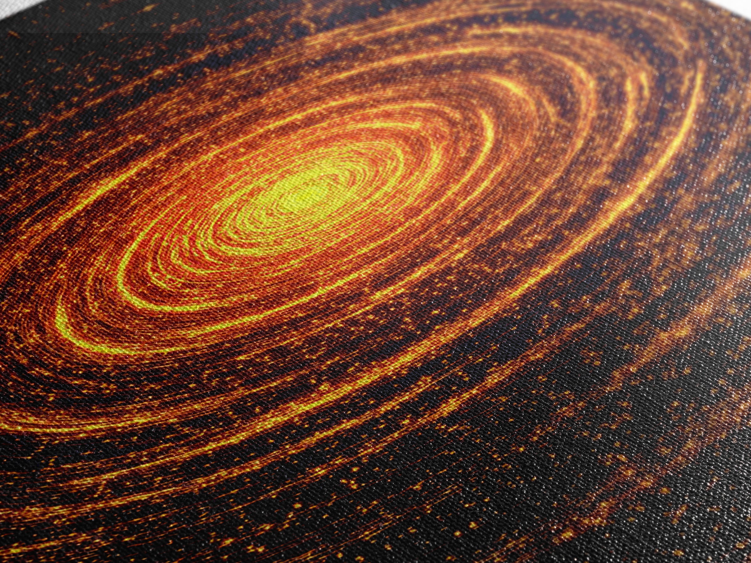 Glowing Orange Cosmic Spiral Wall Art, Abstract Galaxy Vortex, Space Abstract Art, Modern Retro Poster, Living Room Decor