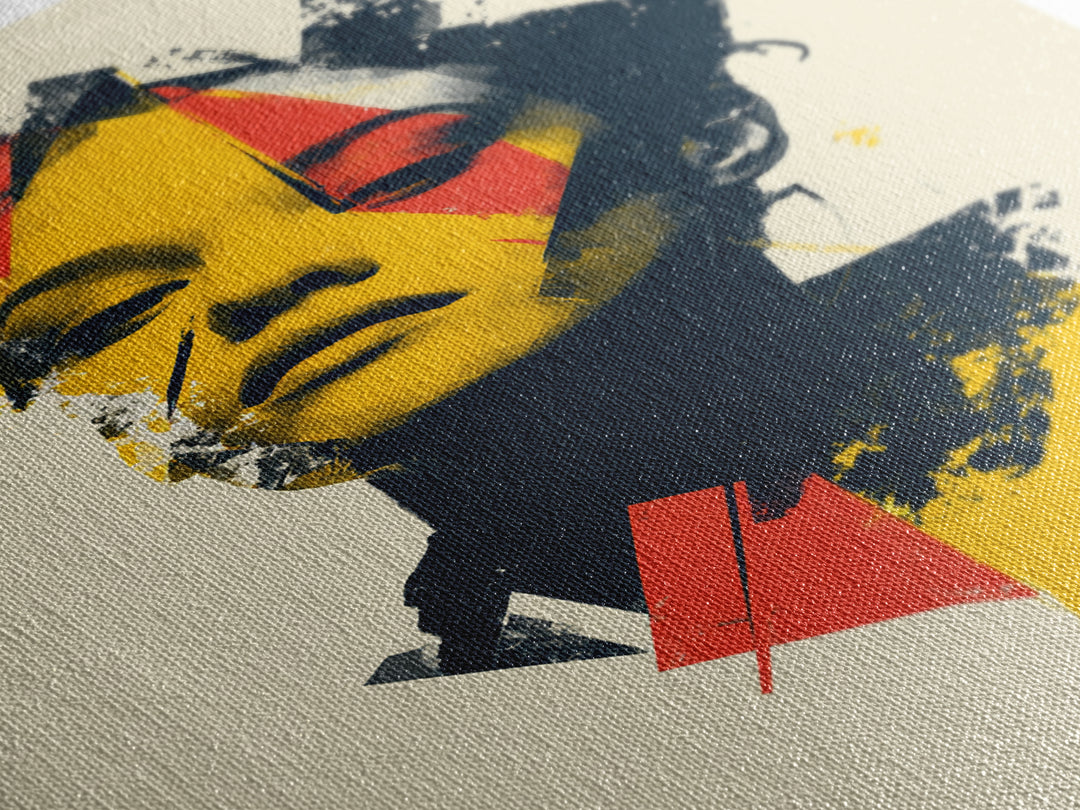 Yellow Red Abstract Woman Portrait Wall Art, Modern Pop Art Print, Bold Graphic Poster, Contemporary Decor For Living Room Bedroom