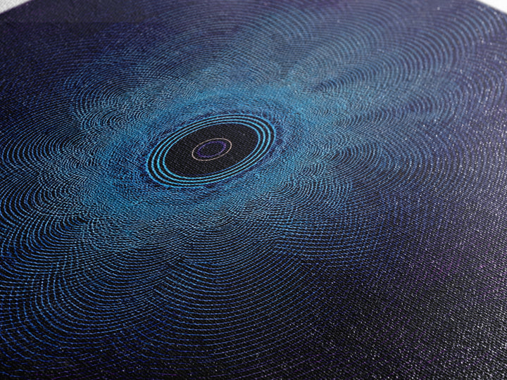 Dark Blue Concentric Vortex Op Art Canvas Print, Modern Abstract Wall Art, Cosmic Retro Poster, Geometric Home Decor Art Print