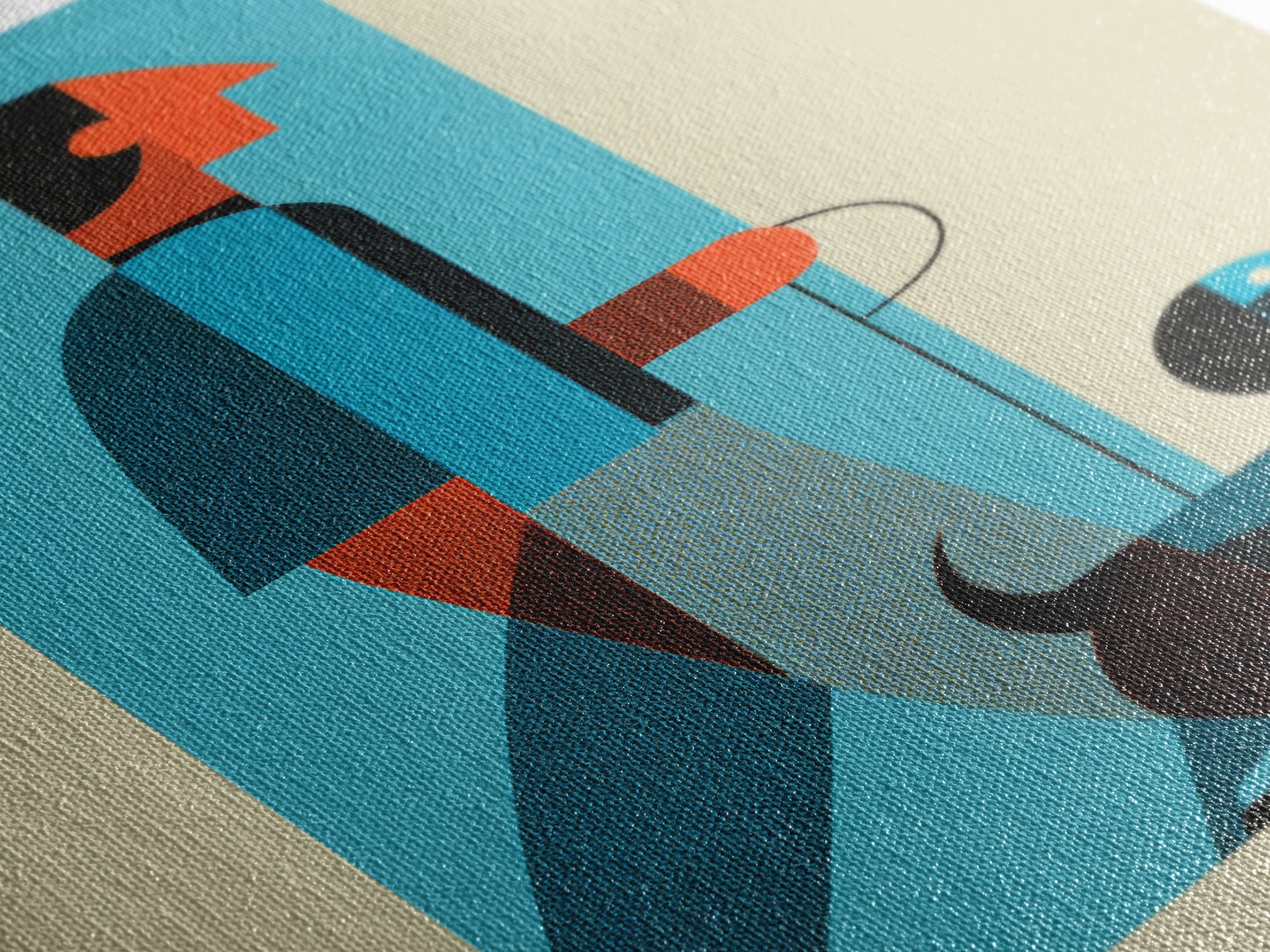 Midcentury Man With Dachshund Wall Art, Geometric Modern Art Print, Retro Dog Walker Poster, Minimalist Home Decor Gift For Dog Lovers