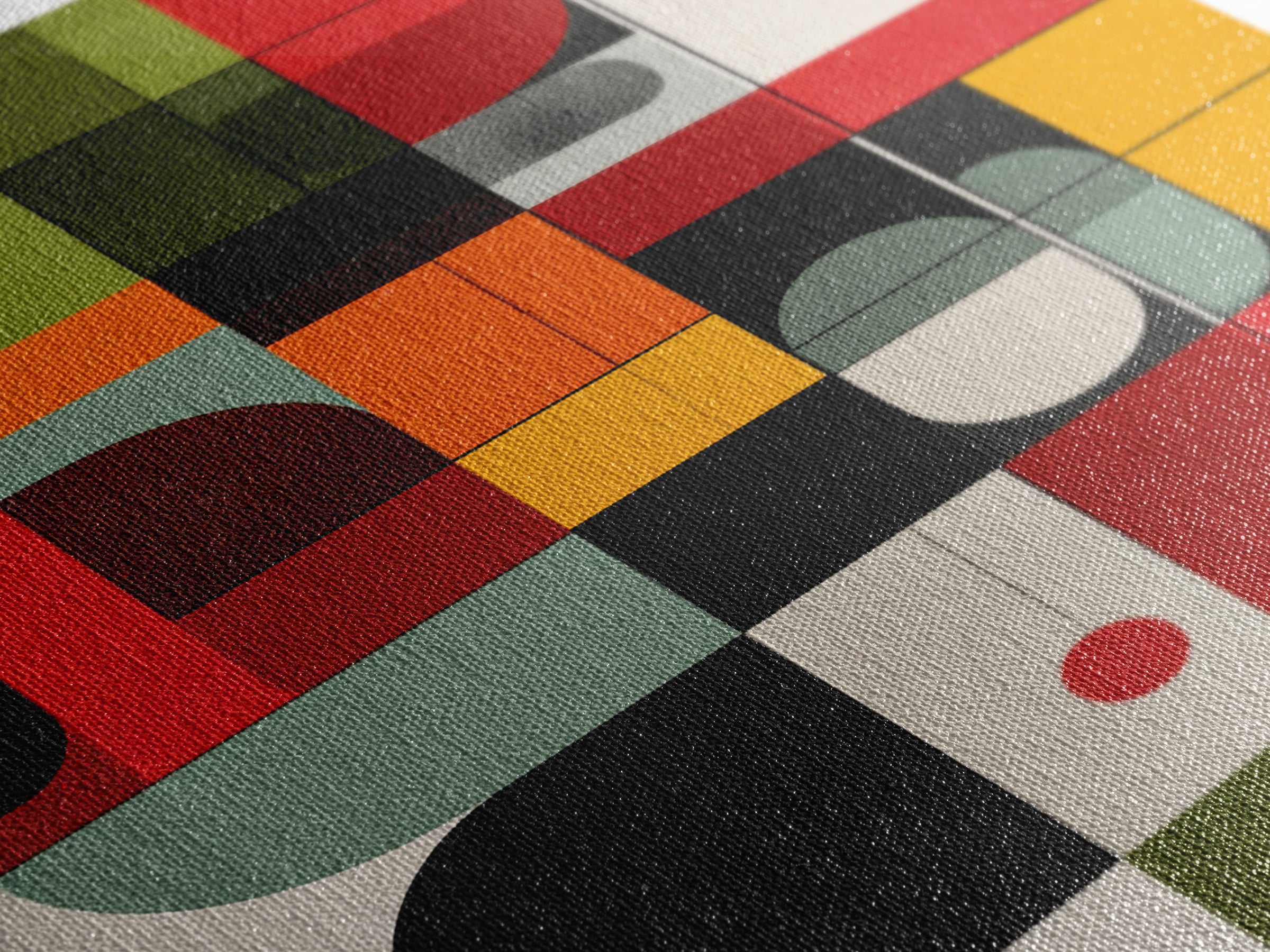 Primary Color Rounded Geometric Wall Art, Midcentury Modern Abstract Print, Bauhaus Decor, Red Yellow Green Statement Poster