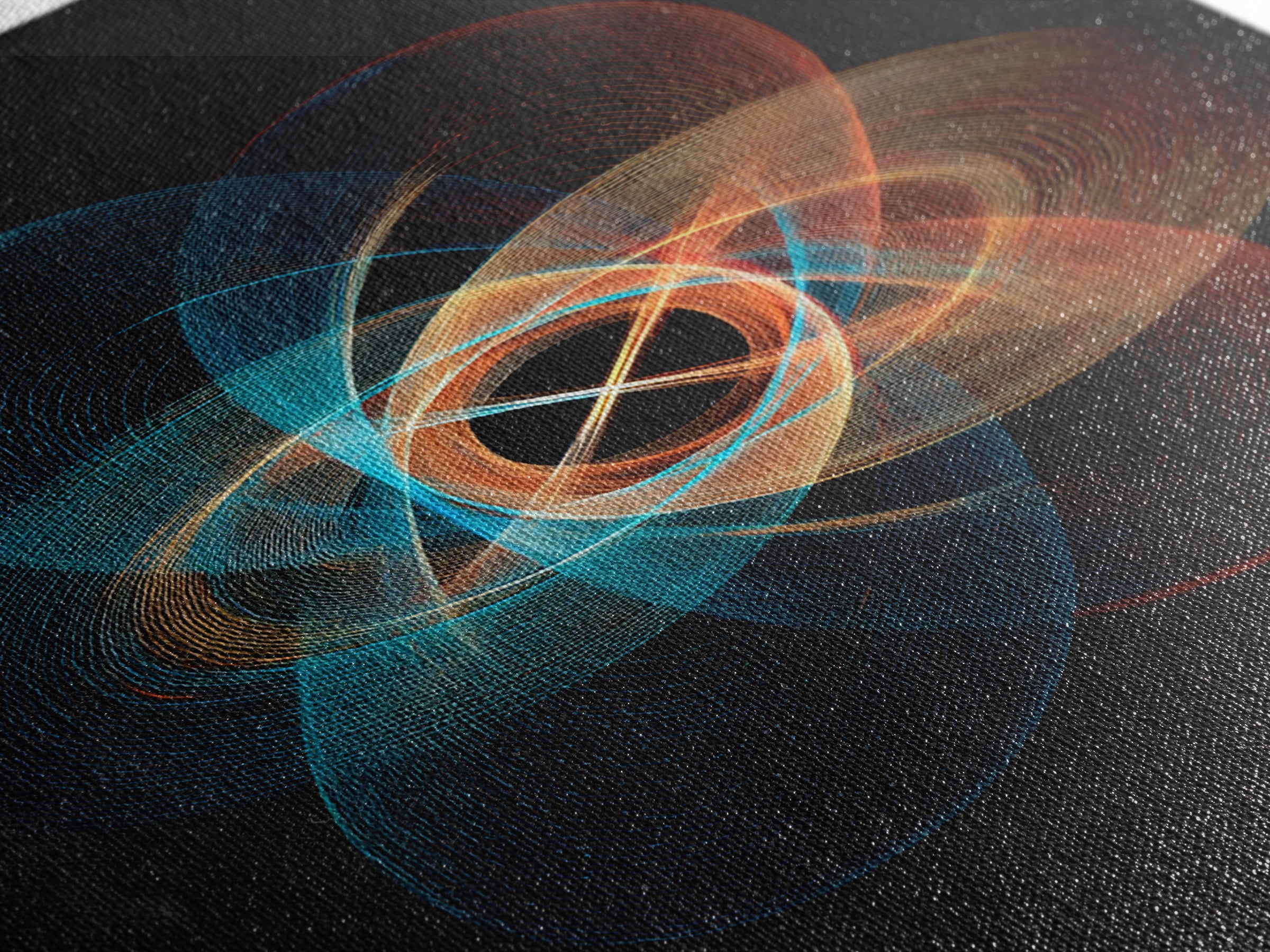 Glowing Atomic Orbital Abstract Canvas Print, Midcentury Modern Wall Art, Geometric Art Print, Retro Modern Home Decor Gift
