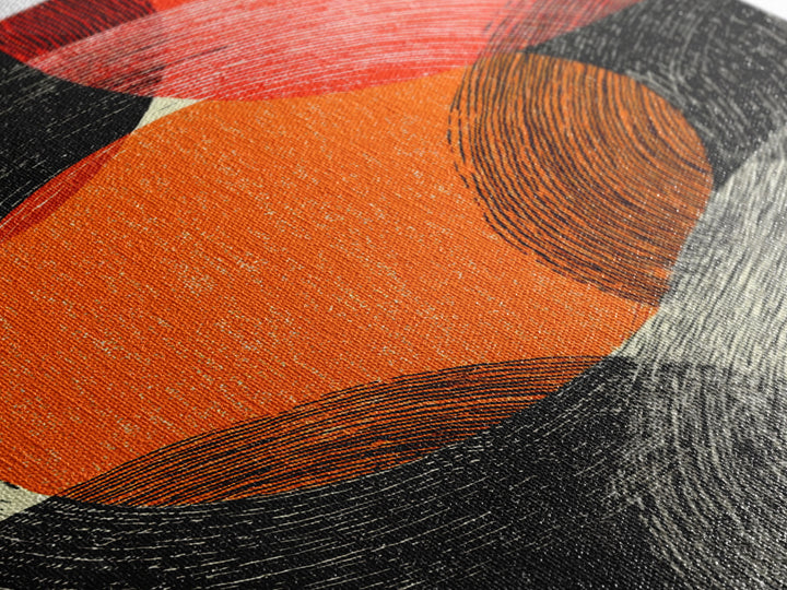 Orange Red Linear Circles Canvas Print, Midcentury Abstract Art, Retro Geometric Wall Decor, Bold Modern MCM Poster, Home Decor