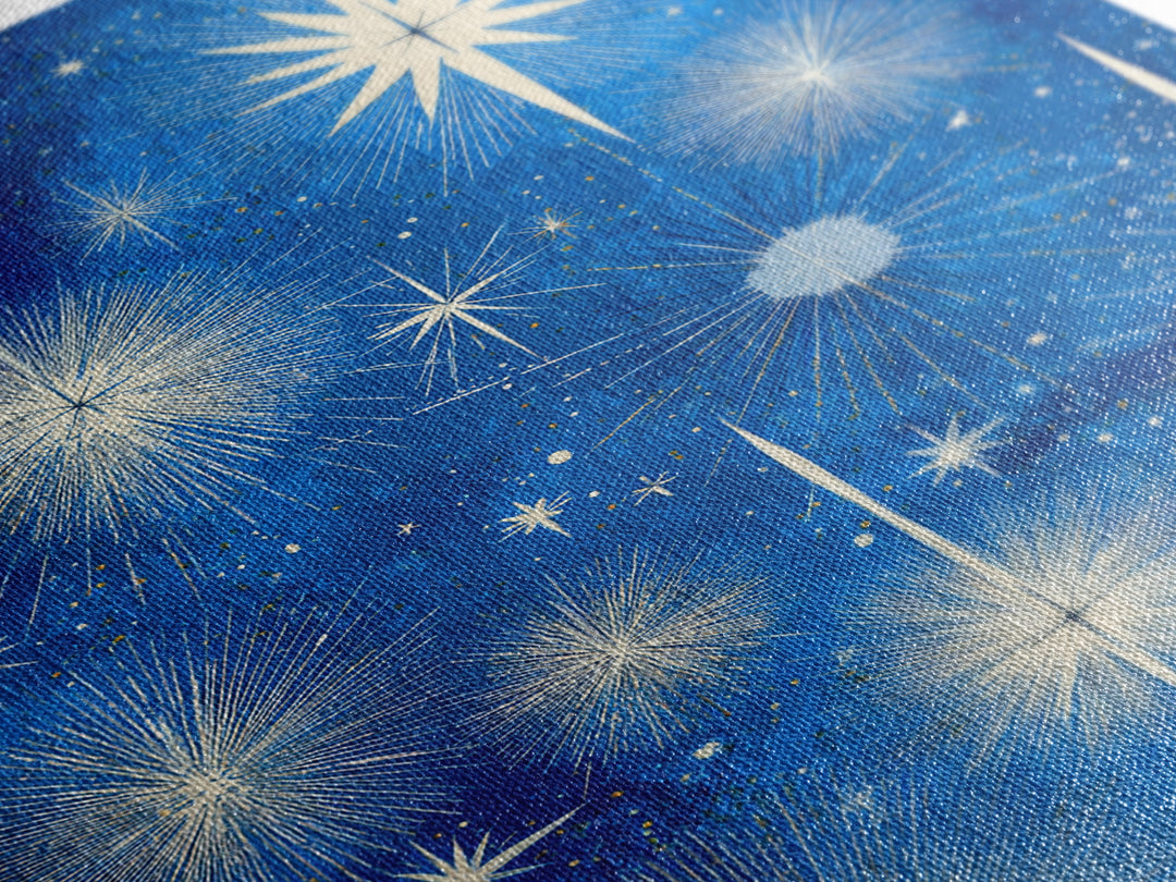Blue Atomic Starburst Sky Wall Art, Midcentury Modern Celestial Print, Retro Space Poster, Minimalist MCM Home Decor, Blue And White