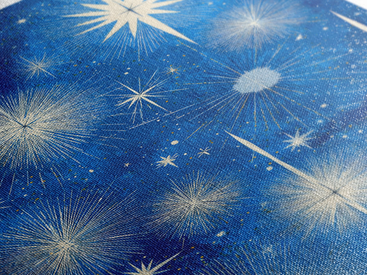 Blue Atomic Starburst Sky Wall Art, Midcentury Modern Celestial Print, Retro Space Poster, Minimalist MCM Home Decor, Blue And White