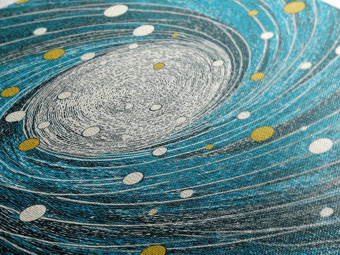Turquoise Spiral Galaxy Wall Art, Cosmic Abstract Art Print, Modern Geometric Wall Decor, Space Poster, Blue Gold Decor Gift