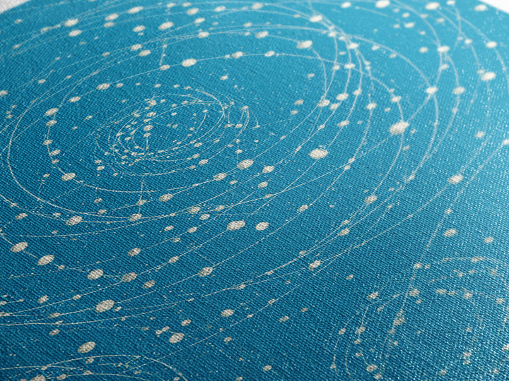 Turquoise Spiral Orbit Dots Wall Art, Midcentury Modern Art Print, Atomic Retro Decor, Space Abstract Art For Bedroom Decor