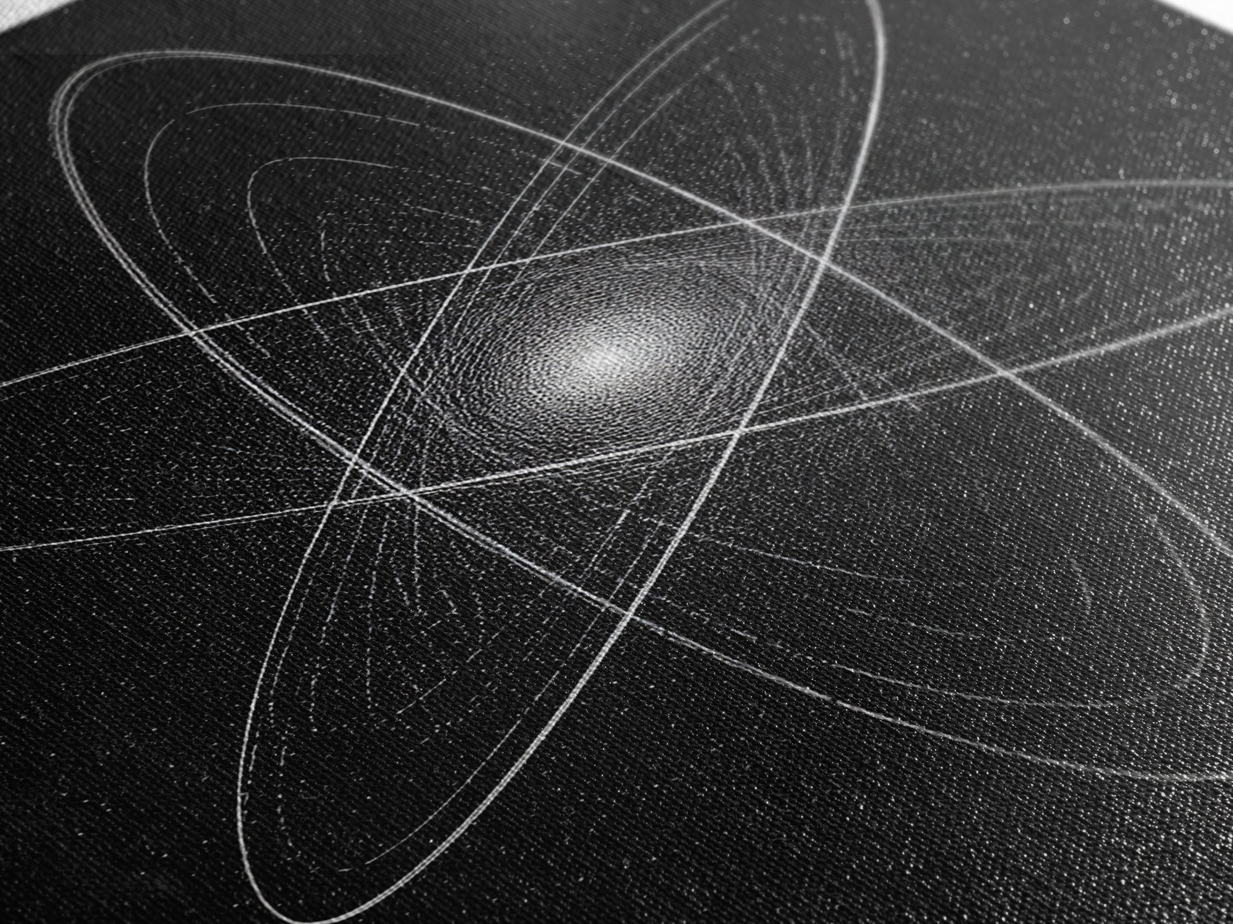 White Atomic Starburst On Black Framed Canvas Print, Modern Wall Art, Space Abstract Art, Science Poster For Home Office