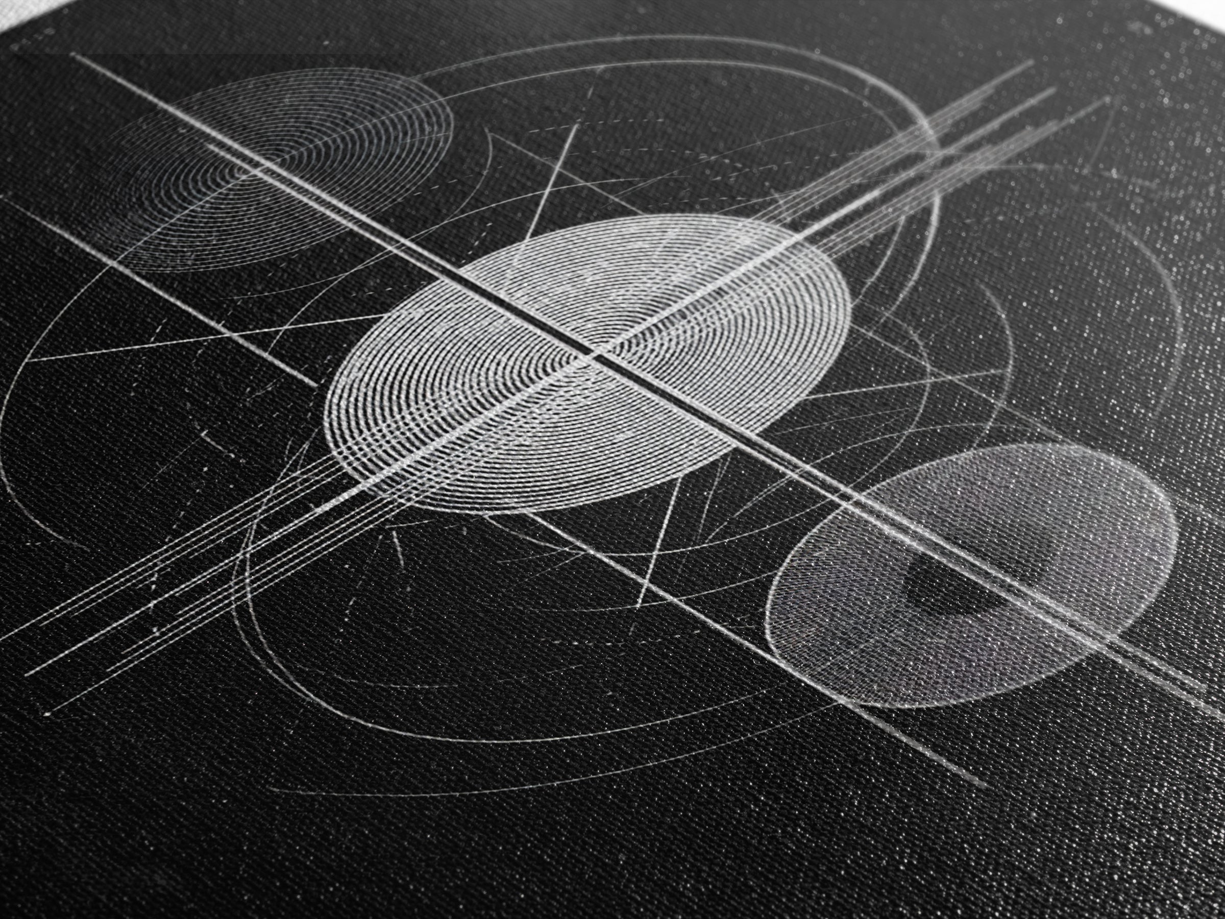 Monochrome Planet Alignment Diagram Wall Art, Modern Geometric Art Print, Midcentury Atomic Decor, Black Space Poster Print