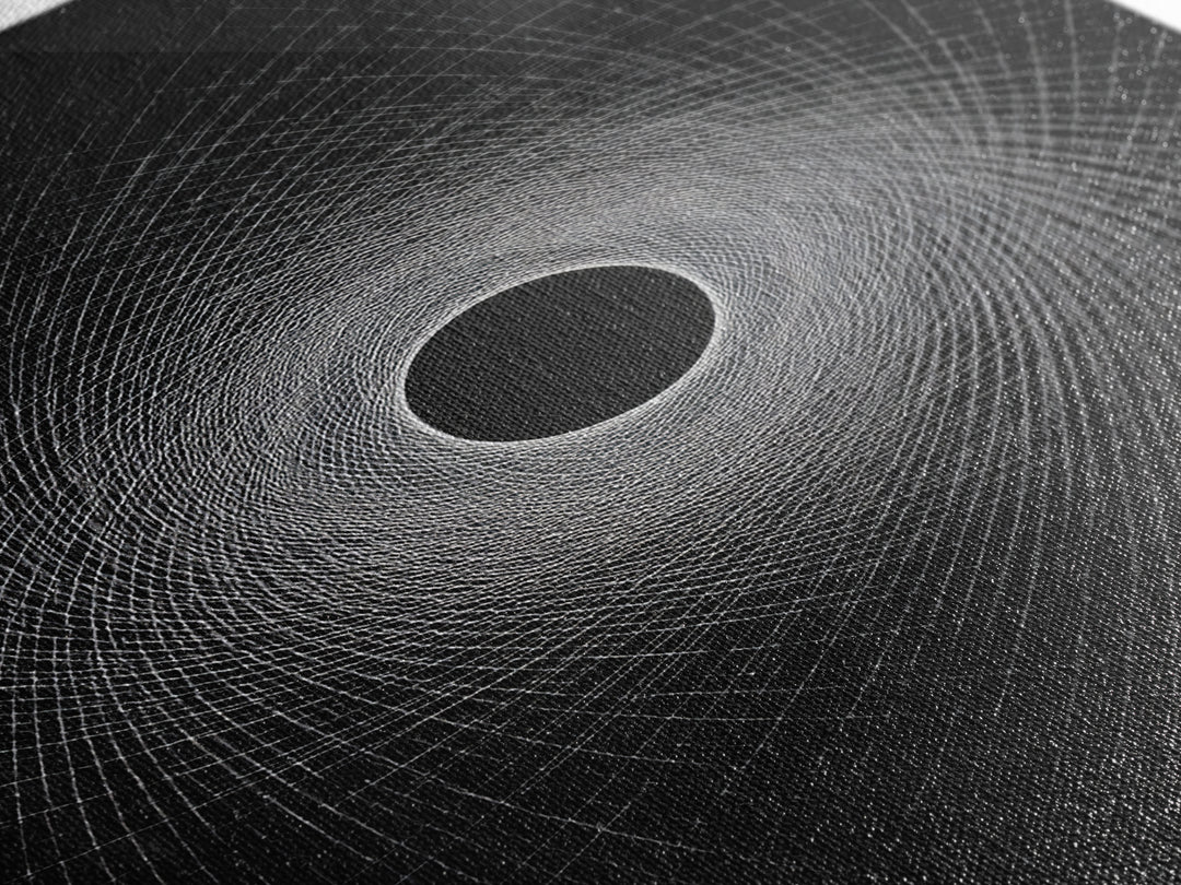 Black Vortex Spiral Grid Wall Art, Modern Abstract Art Print, Geometric Wall Decor, Space Abstract Poster For Office Decor