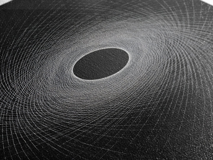 Black Vortex Spiral Grid Wall Art, Modern Abstract Art Print, Geometric Wall Decor, Space Abstract Poster For Office Decor