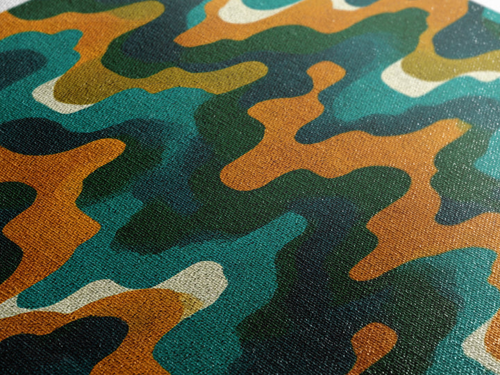 Organic Teal Orange Wave Abstract Wall Art, Mid Century Modern Canvas Print, Retro Groovy Funky Pattern Living Room Decor