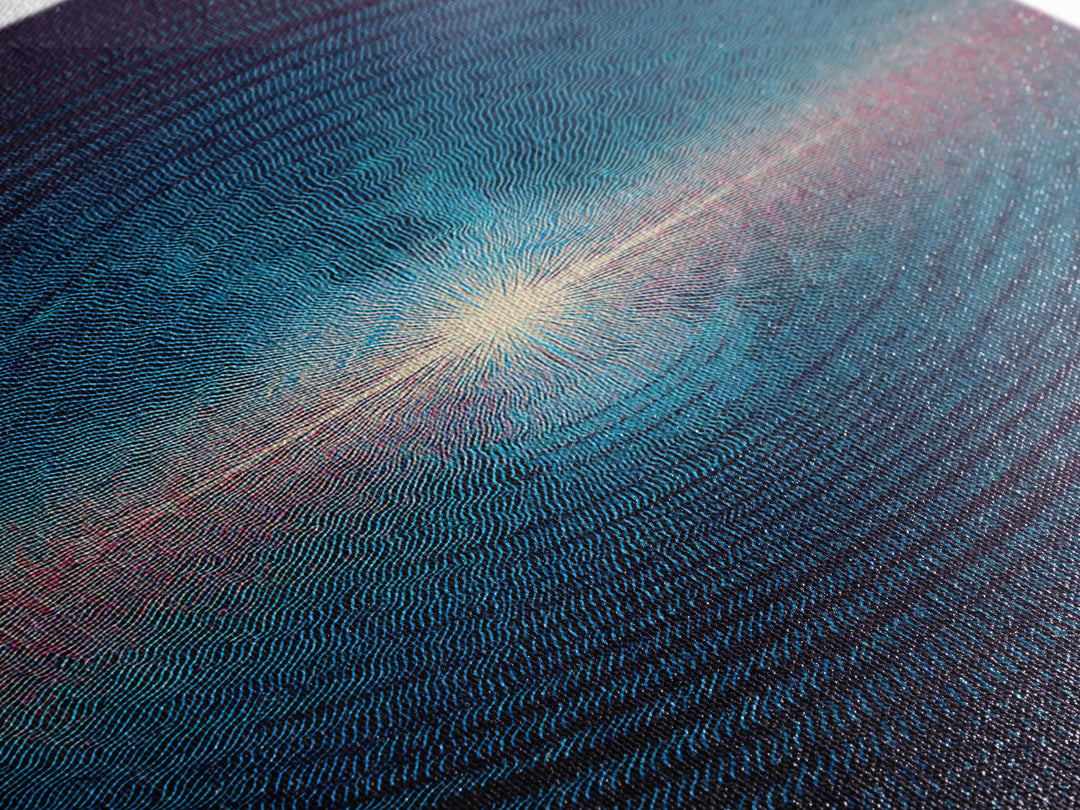 Radiant Blue Ripple Sun Wall Art, Circular Abstract Light Print, Modern Geometric Art, Space Inspired Decor For Bedroom Poster
