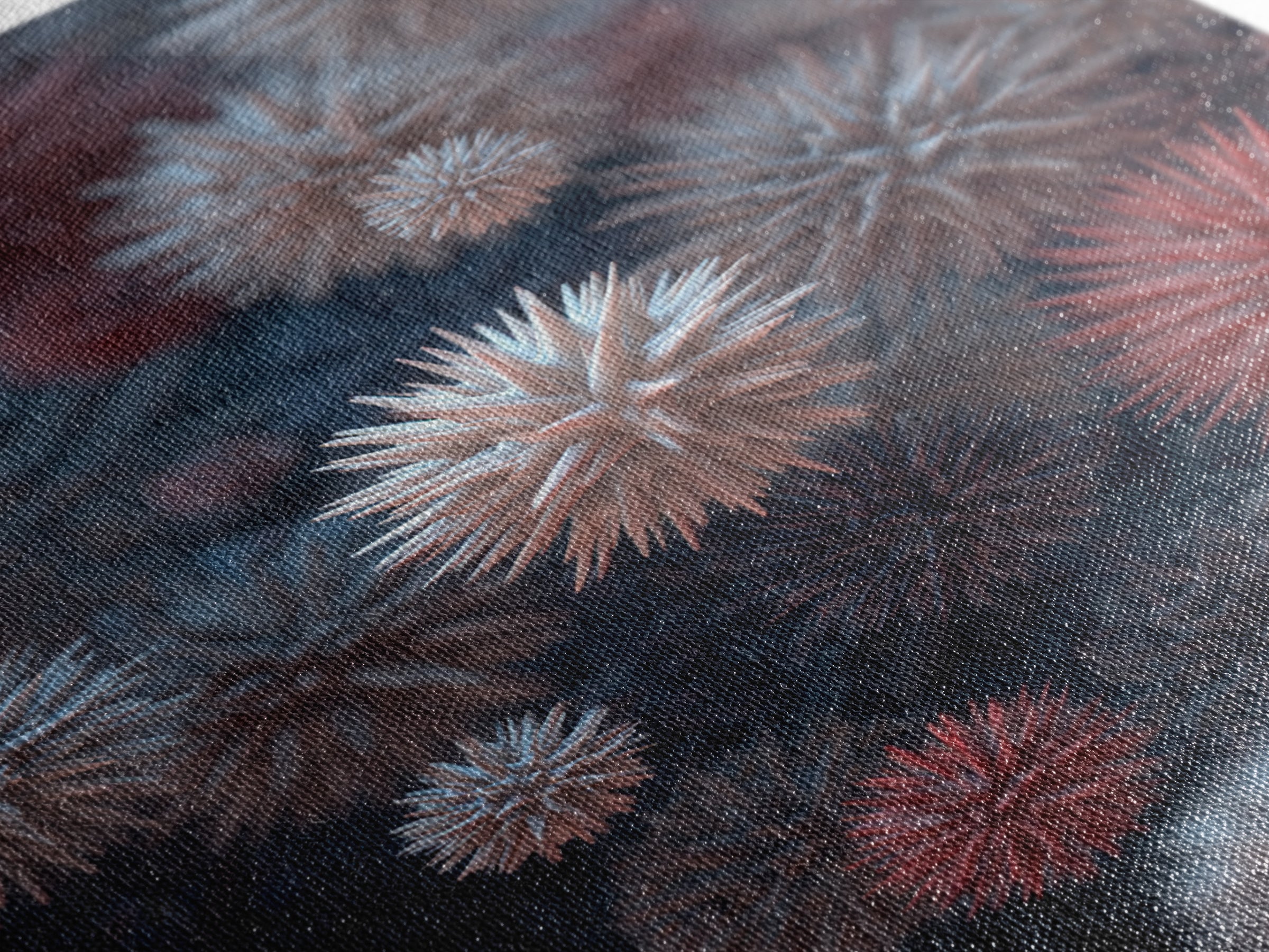 Surreal Spiky Coral Urchin Abstract Canvas Print, Blue Red Modern Art Print, Nature Wall Art Decor, Coastal Statement Piece