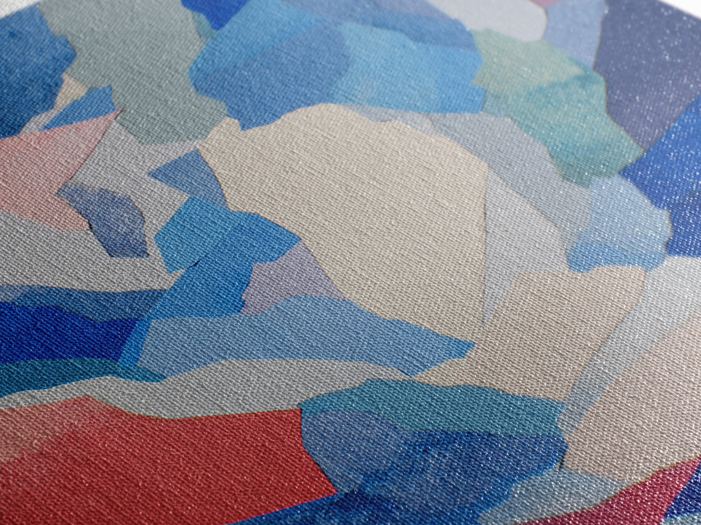 Blue Pink Torn Paper Abstract Collage, Wall Art, Modern Abstract Art Print, Contemporary Poster, Minimalist Bedroom Decor