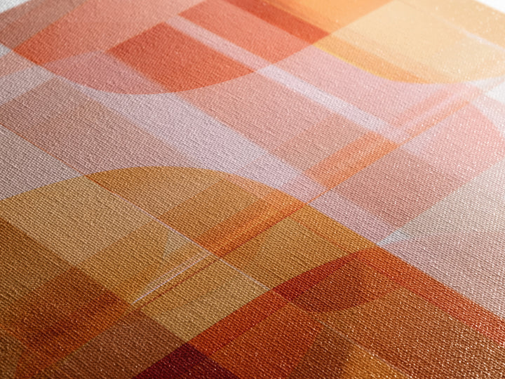 Orange Pink Translucent Shapes, Canvas Print, Modern Geometric Wall Art, Warm Abstract Decor, Mid Century Home Office Poster