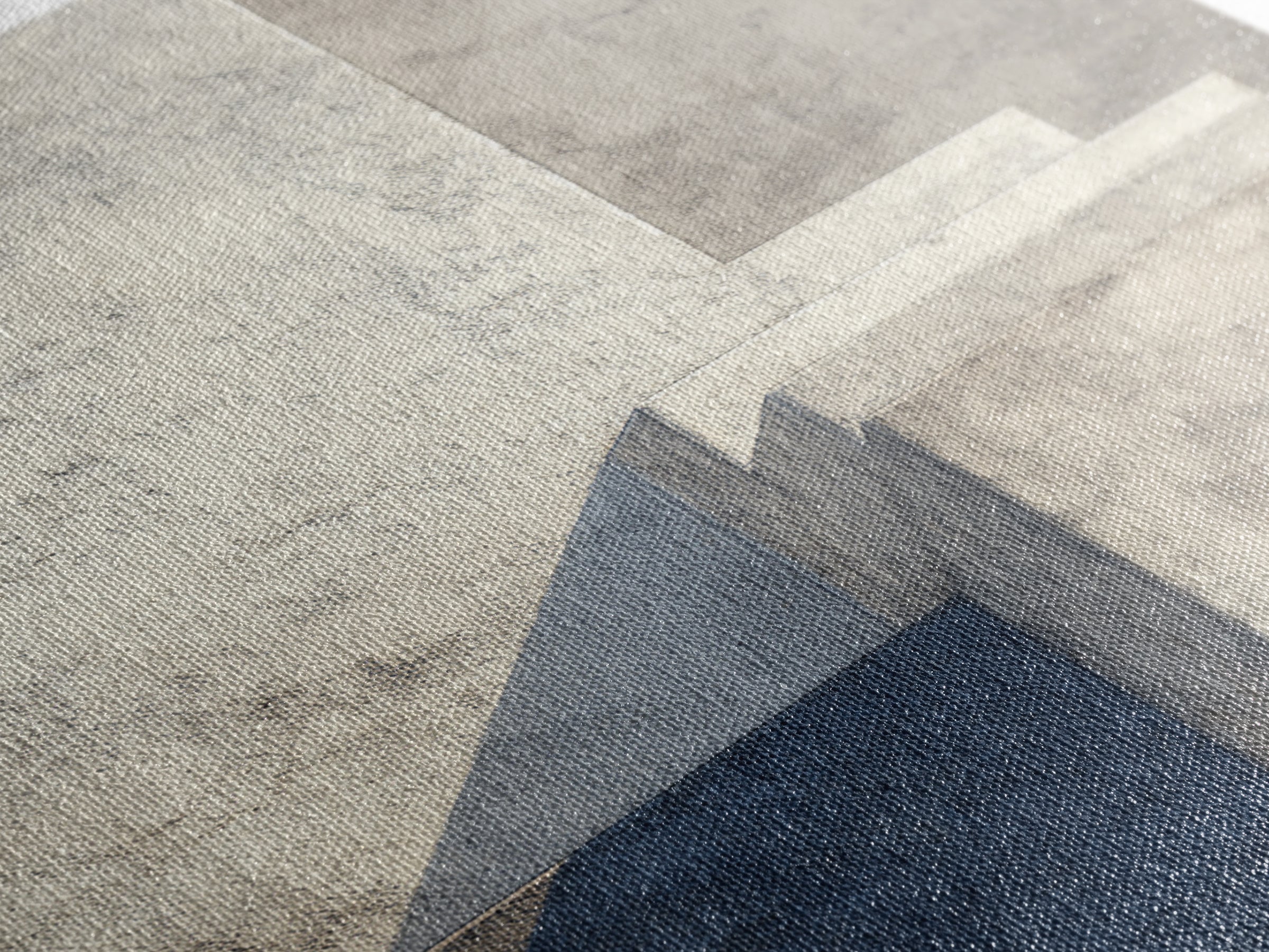 Minimal Concrete Stair Shadow Canvas Print, Modern Abstract Wall Art, Neutral Architectural Decor, Blue Beige Office Poster