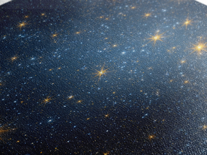 Blue Galaxy Gold Star Field Wall Art, Cosmic Retro Art Print, Space Abstract Art, Modern Celestial Decor, Starry Night Poster