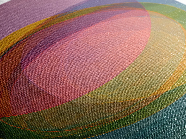 Colorful Transparent Circle Layers, Wall Art, Modern Abstract Art Print, Rainbow Geometric Decor, Bold Midcentury Poster