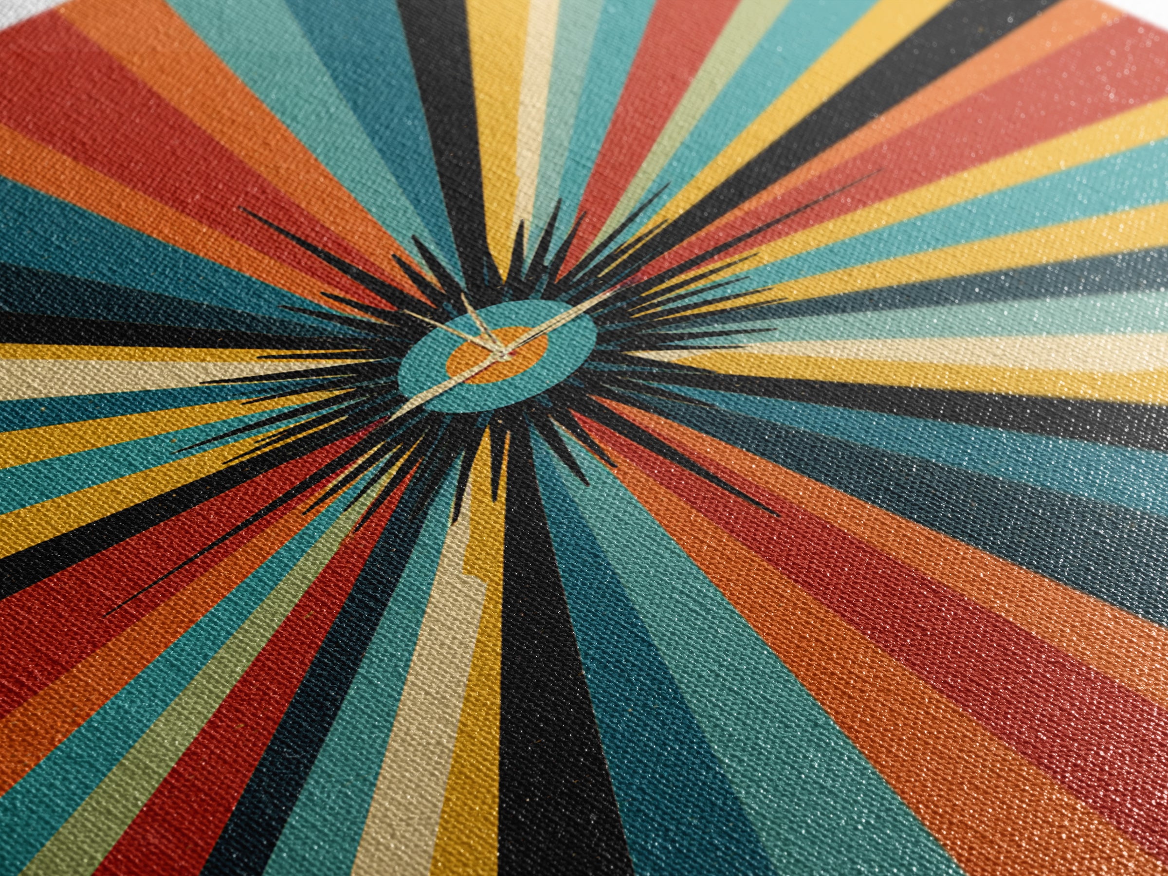 Retro Atomic Sunburst Rays Canvas Print, Midcentury Modern Wall Art, Bold Geometric Poster, Colorful MCM Home Decor Gift
