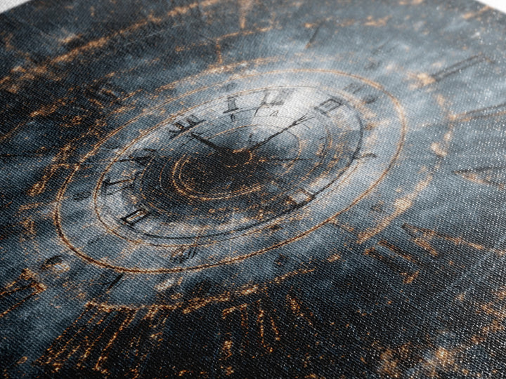 Smoky Spiral Time Clock Wall Art, Roman Numeral Galaxy Poster, Cosmic Framed Canvas Print, Dark Modern Office Decor Gift