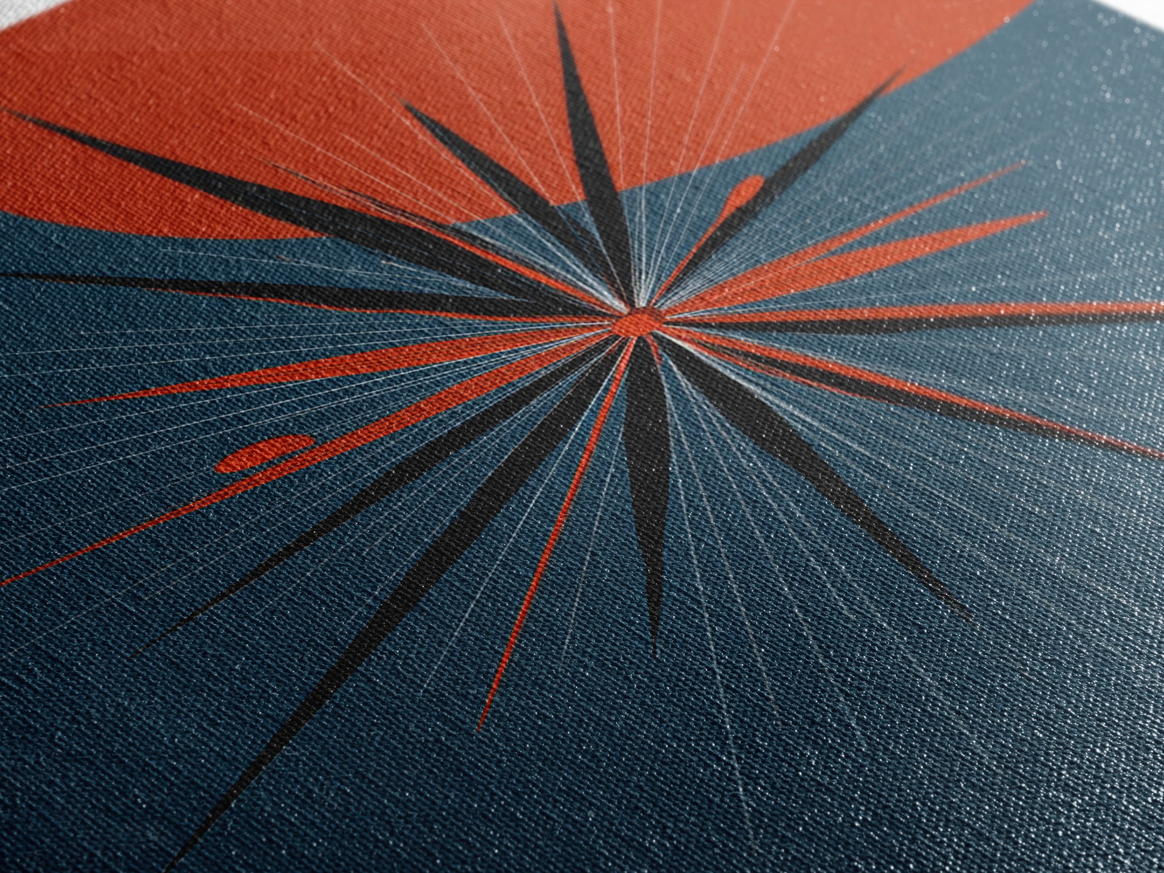 Red Sun Atomic Starburst Wall Art, Midcentury Modern Art, Retro Modern Poster, Blue Orange Abstract Print, Mcm Wall Decor
